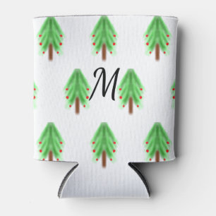 Simple watercolor Christmas pattern add monogram Can Cooler