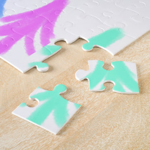 Simple watercolor Christmas pattern add monogram T Jigsaw Puzzle