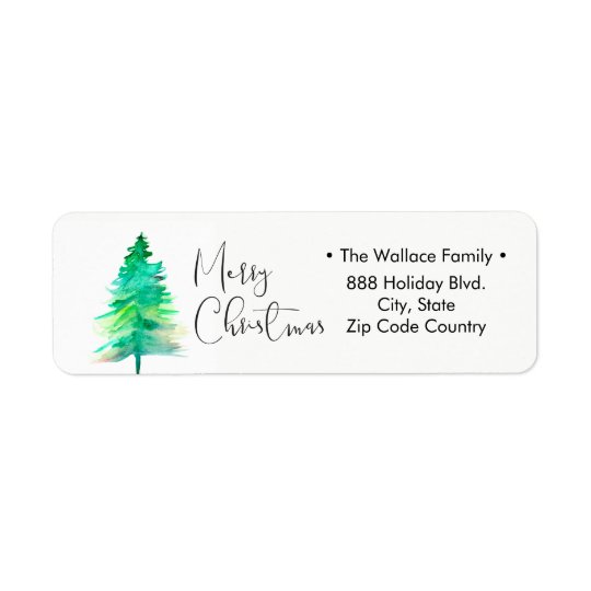Simple, Watercolor Christmas Pine tree Return Address Label