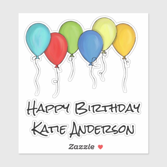 Simple Watercolor Colourful Happy Birthday Balloon (Sheet)