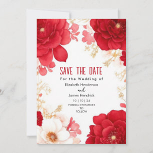 Simple Watercolor Crimson Red Digital Wedding Invitation