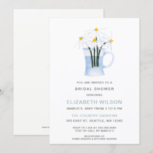 Simple Watercolor Daisy Country Bridal Shower Invitation