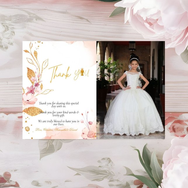 Simple watercolor  first holy communion thank you card (Creator Uploaded)