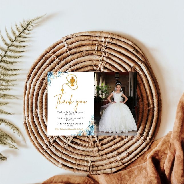 Simple watercolor  first holy communion thank you card (Creator Uploaded)