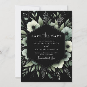 Simple Watercolor Floral Sage Green Wedding  Save The Date