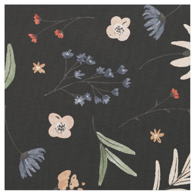 Simple watercolor flowers 1 fabric (Close Up)