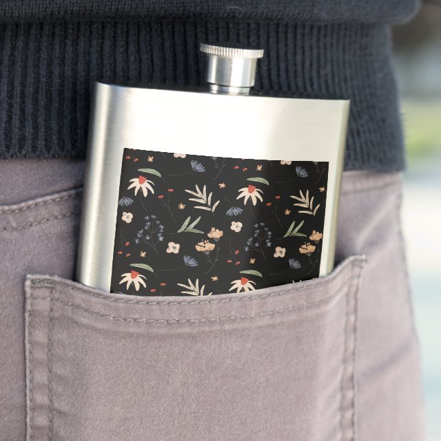 Simple watercolor flowers 1 hip flask (In Situ)