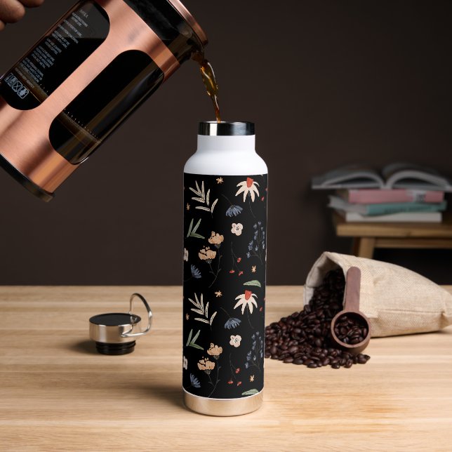 Simple watercolor flowers 1 water bottle (Coffee)