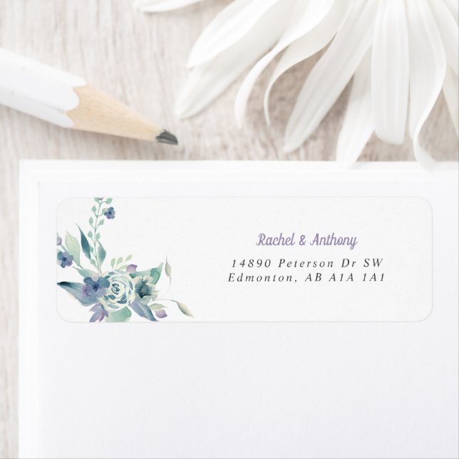 Simple Watercolor Flowers Purple Blue Grey Elegant (Insitu)