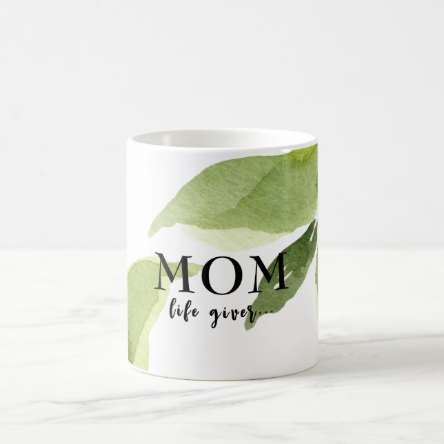 Simple Watercolor Foliage Mom Life Giver Coffee Mug (Center)