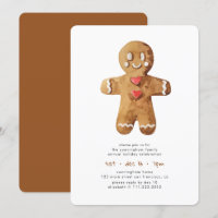 Simple Watercolor Gingerbread Man Holiday Dinner