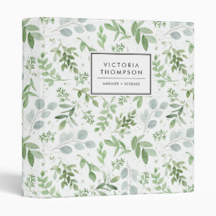 Simple Watercolor Greenery Eucalyptus Pattern Binder