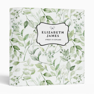 Simple Watercolor Greenery Eucalyptus Personalized Binder