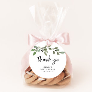 Simple Watercolor Greenery   Thank You Baby Shower Favour Tags