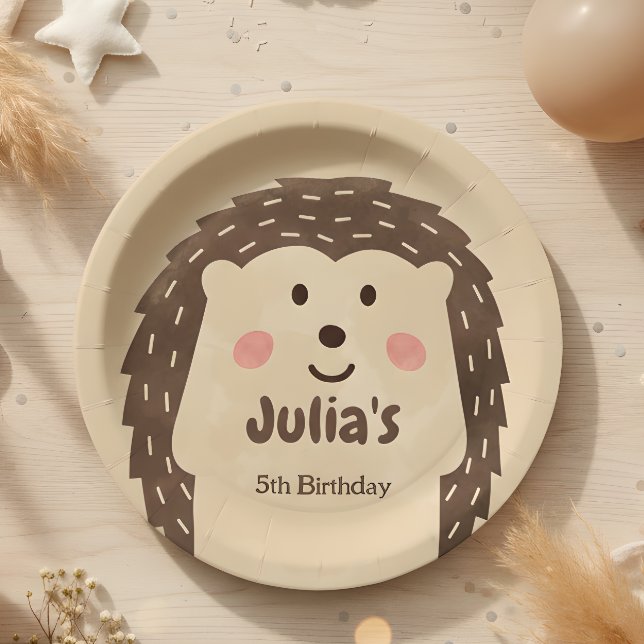 Simple watercolor Hedgehog Birthday  Paper Plate (Creator Uploaded)