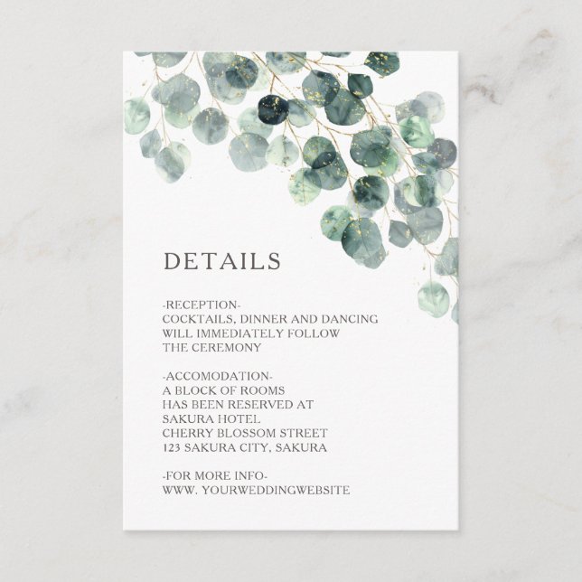 Simple Watercolor Leave Greenery Wedding Enclosure Card (Front)