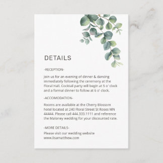 Simple Watercolor Leave Greenery Wedding Enclosure Card
