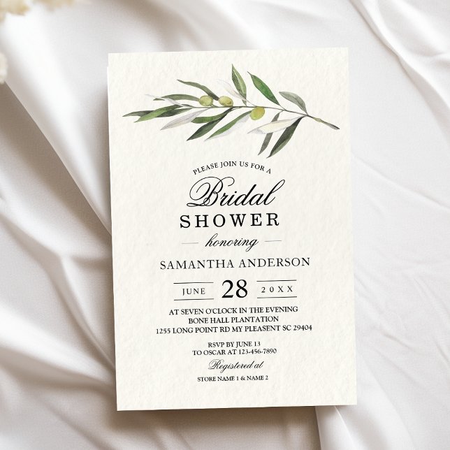 Simple Watercolor Olive Green Branch Invitation (Creator Uploaded)
