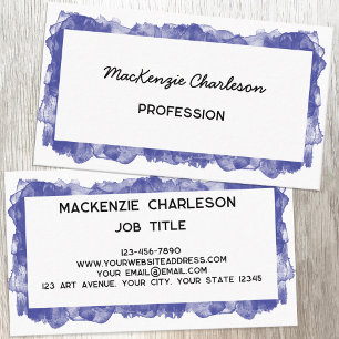 Simple Watercolor Paint Brushstroke Blue Business Card