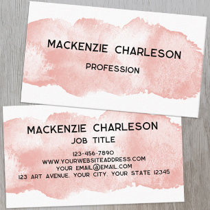 Simple Watercolor Paint Brushstroke Blush Pink Business Card