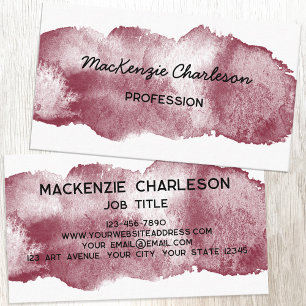 Simple Watercolor Paint Brushstroke Burgundy Business Card