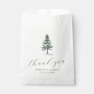 Simple Watercolor Pine Tree Thank You Wedding Favour Bag