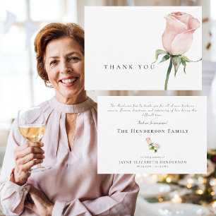 Simple Watercolor Pink Roses Funeral Thank You II Card