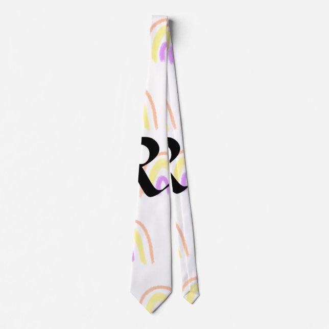 Simple watercolor rainbow pattern add monogram tex tie (Front)