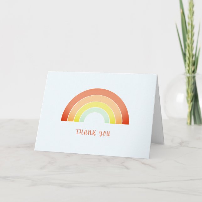 Simple Watercolor Rainbow Thank You Colorful Card (Front)