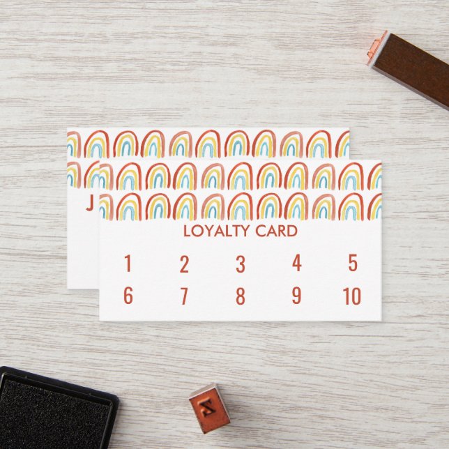 Simple Watercolor Rainbows Pattern Cool 10  Loyalty Card (Front/Back In Situ)