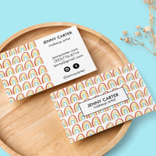 Simple Watercolor Rainbows Pattern Cool Business Card