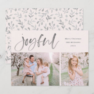 Simple Watercolor Script Joyful Christmas Photo Holiday Card