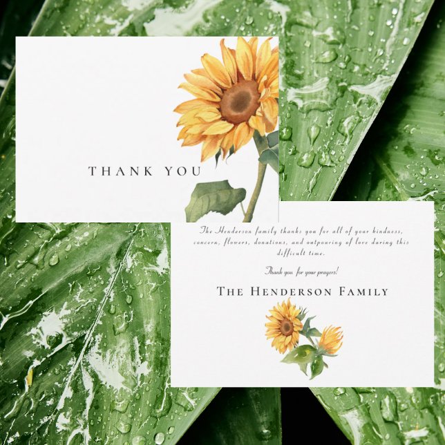 Simple Watercolor Sunflower Funeral Thank You (Creator Uploaded)