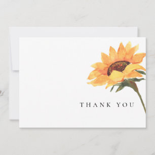 Simple Watercolor Sunflower Stem Funeral Thank You