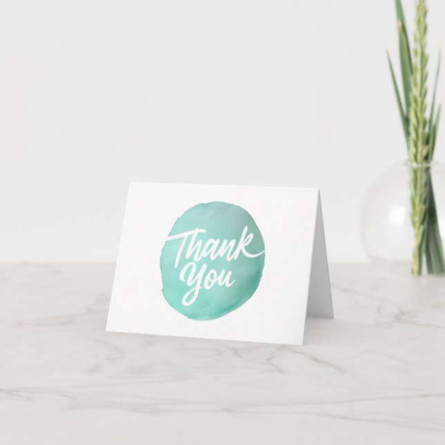 Simple watercolor thank you script design card (Front)