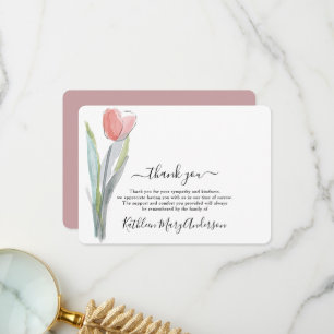 Simple Watercolor Tulip Funeral Memorial Thank You Card