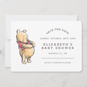Simple Watercolor Winnie the Pooh Baby Shower Save The Date