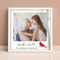 Simple Watercolor Winter Red Cardinal Birch Tree