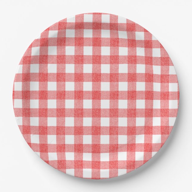 Simple watermelon gingham paper plate (Front)