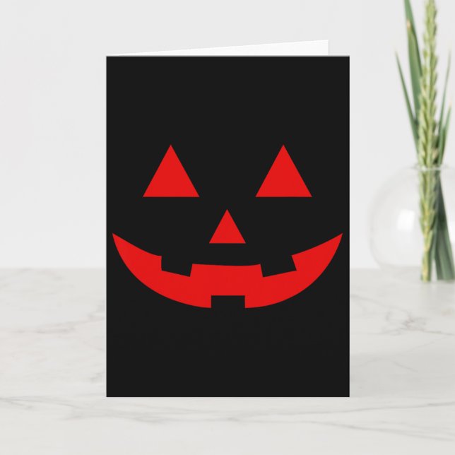 Simple Watermelon Jack O Lantern Summer Halloween  Card (Front)