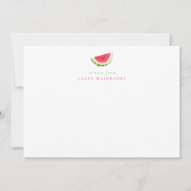 Simple Watermelon Summer Personalized Stationery Card (Front)