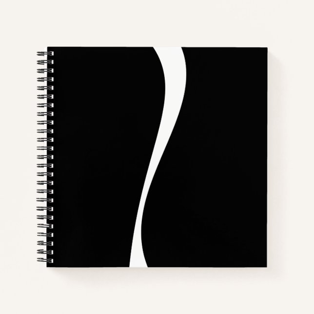 Simple Waves 2 - Black and White Notebook (Front)