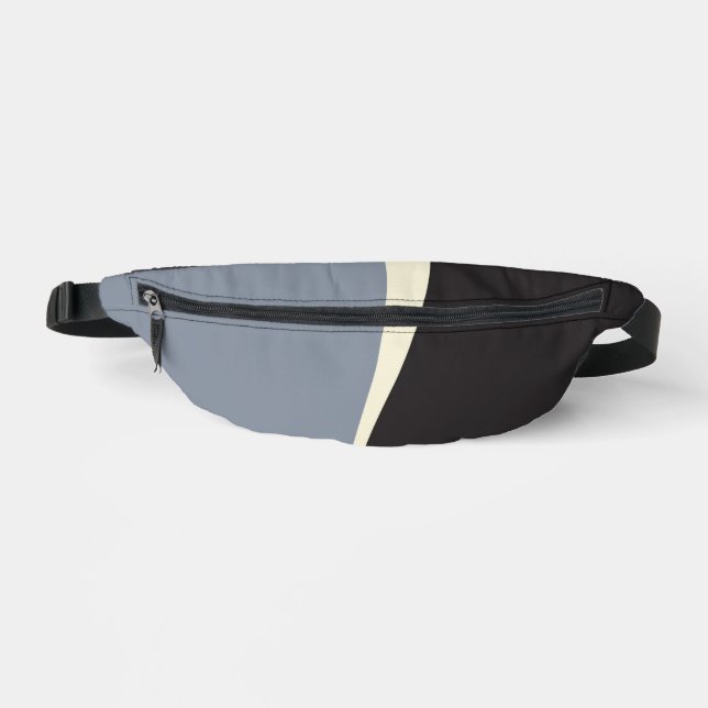 Simple Waves 2 in Black, Grey and Cream Fanny Pack (Front)