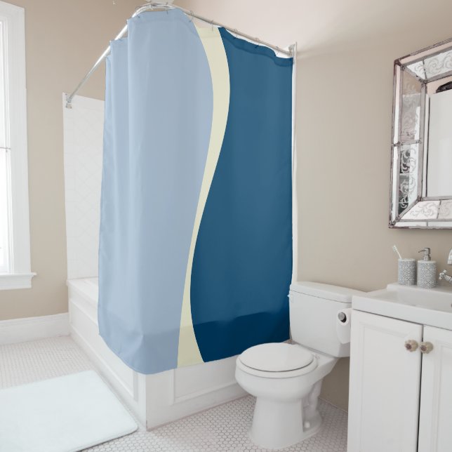 Simple Waves 2 in Dark Blue, Light Blue and Cream (In Situ)