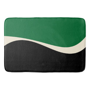 Simple Waves 2 in Green, Cream and Black Bath Mat
