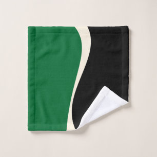 Simple Waves 2 in Green, Cream and Black Bath Towel Set