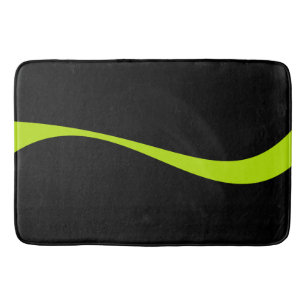 Simple Waves 2 in Lime Green and Black Bath Mat