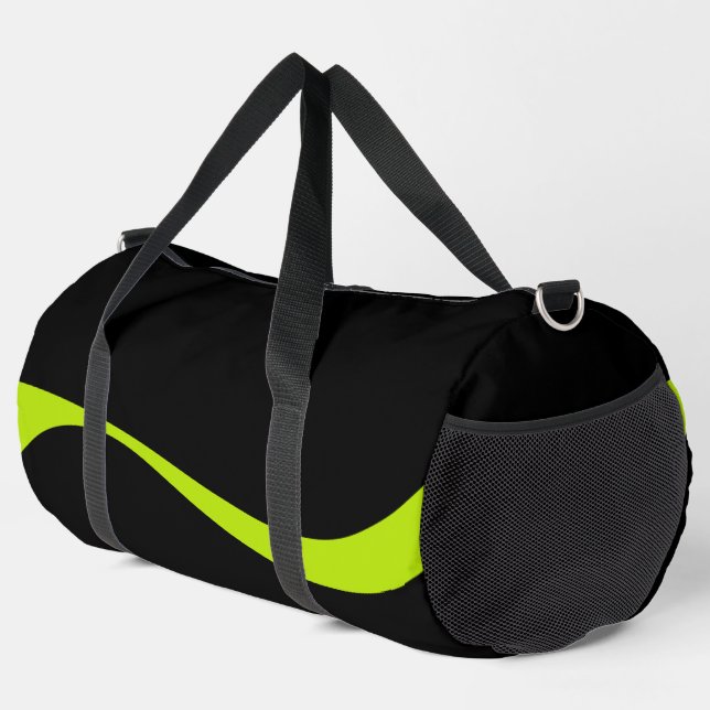 Simple Waves 2 in Lime Green and Black Duffle Bag (Right Corner)
