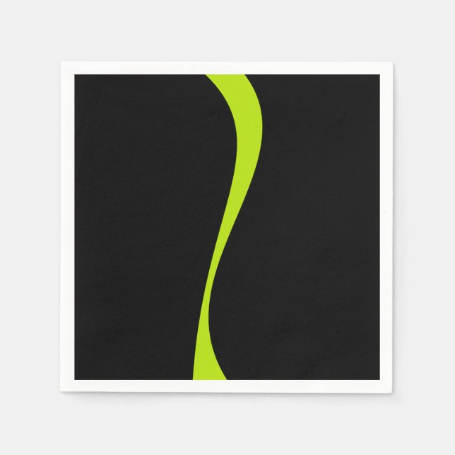Simple Waves 2 in Lime Green and Black Napkin (Front)