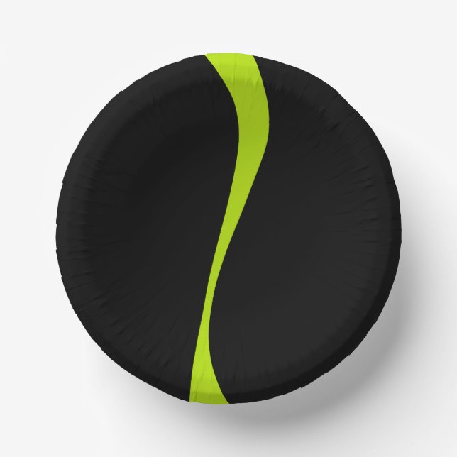 Simple Waves 2 in Lime Green and Black Paper Plate (Front)